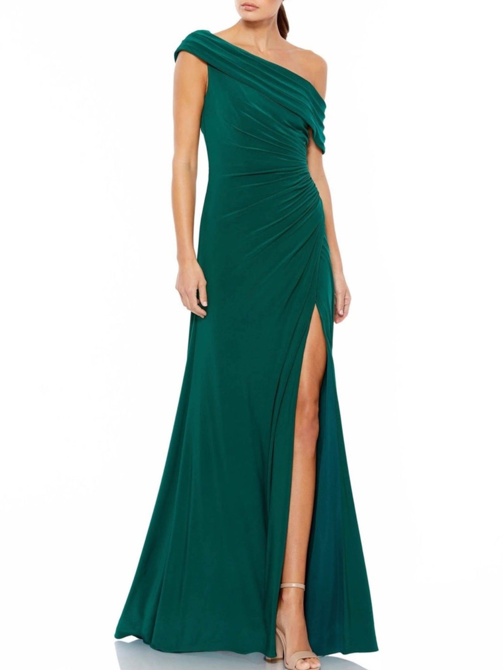 Ieena for MacDuggal One Shoulder Formal Gown in Emerald Green *hemmed